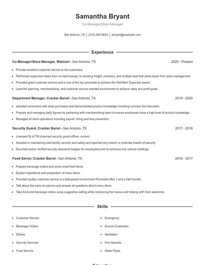 Resume example 1
