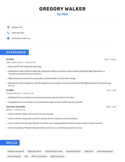 Co Pilot Resume