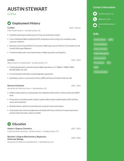 Co Pilot Resume