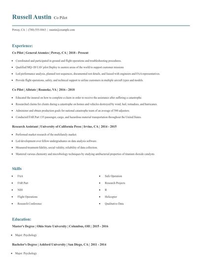 Co Pilot Resume