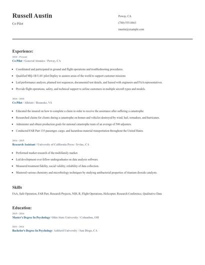 Co Pilot Resume