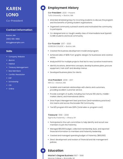 Co-President Resume