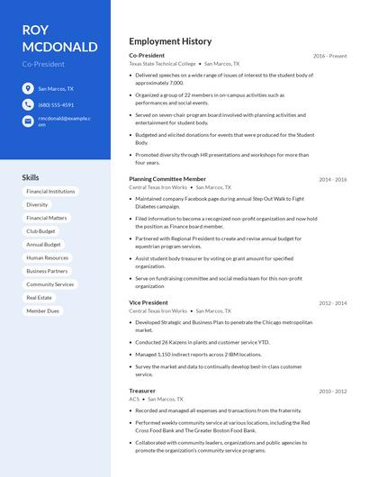 Co-President Resume