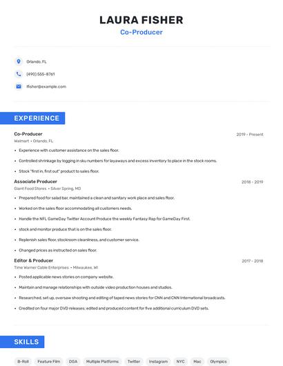Co-Producer Resume