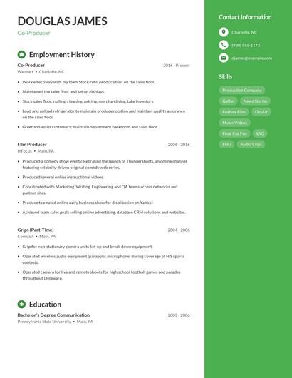 Co-Producer Resume
