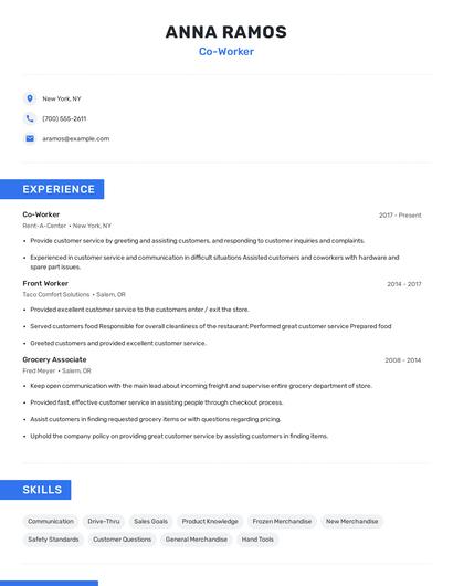 Co-Worker Resume