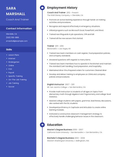 Coach And Trainer Resume