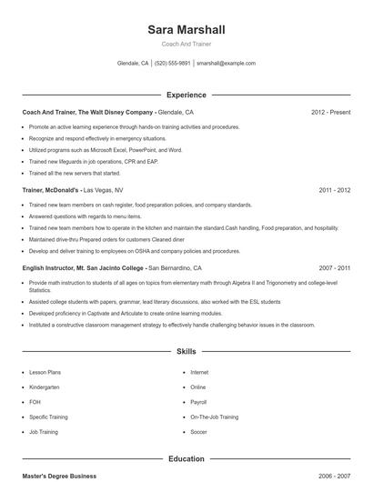 Resume example 1