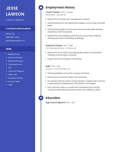 Coach Cleaner Resume