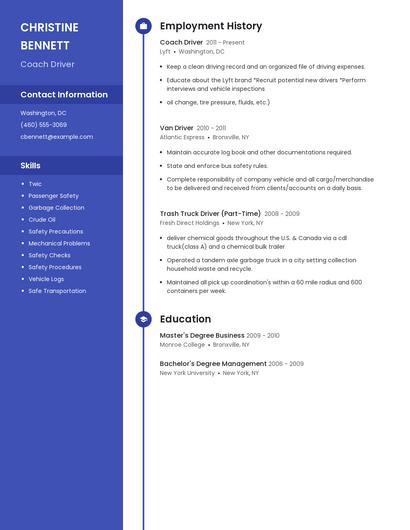 Coach Driver Resume