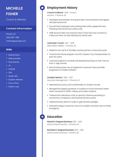 Coach & Mentor Resume