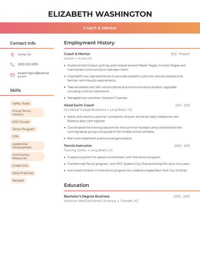 Coach & Mentor Resume