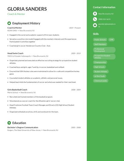 Coach & Mentor Resume