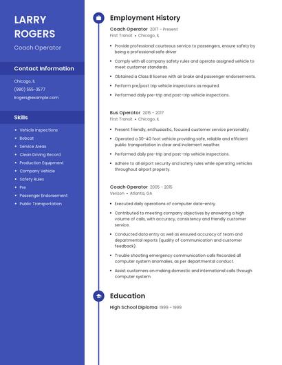 Coach Operator Resume
