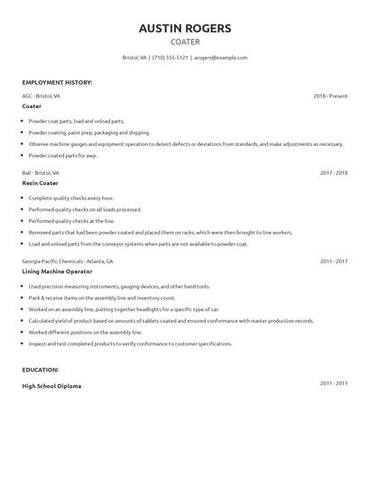 Coater Resume