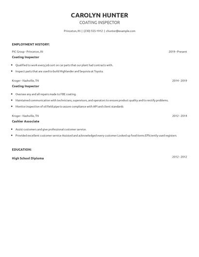 Coating Inspector Resume