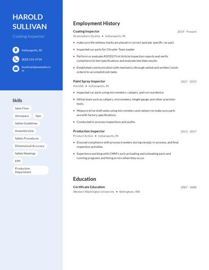 Coating Inspector Resume