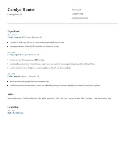 Coating Inspector Resume
