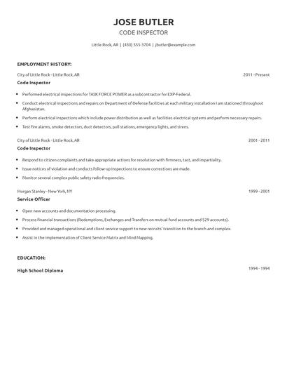 Code Inspector Resume