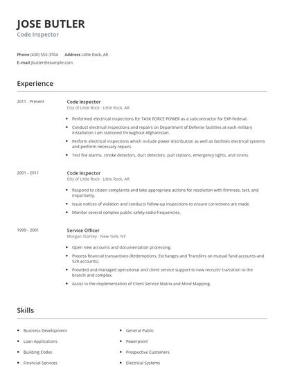 Code Inspector Resume
