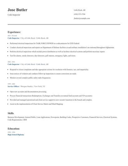 Code Inspector Resume