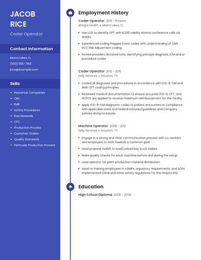 Coder Operator Resume
