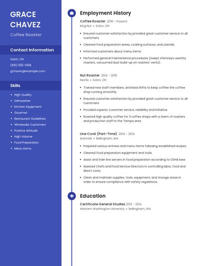 Coffee Roaster Resume