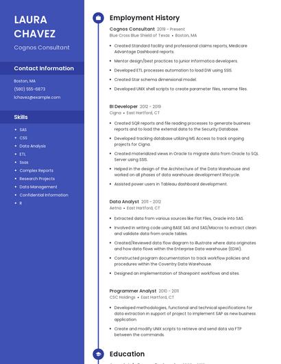 Cognos Consultant Resume