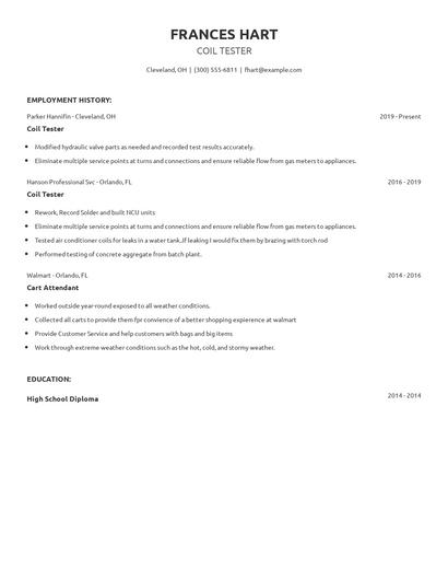 Coil Tester Resume