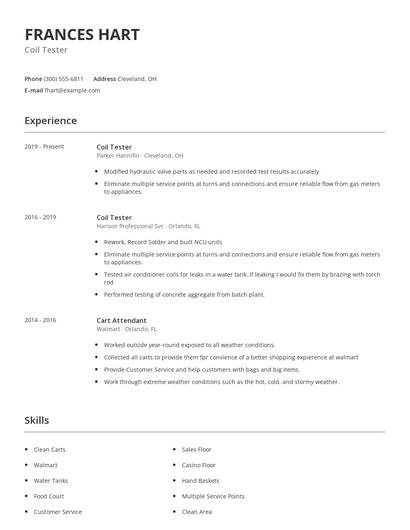 Coil Tester Resume