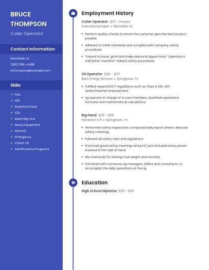 Coiler Operator Resume
