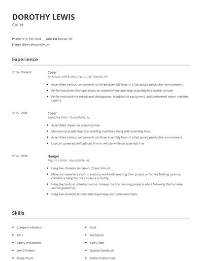 Coiler Resume