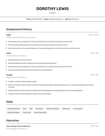 Coiler Resume