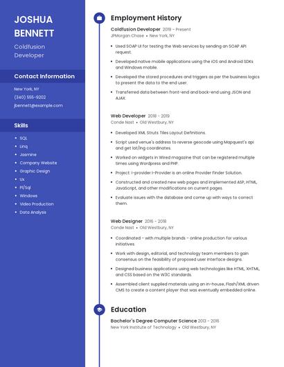 Coldfusion Developer Resume