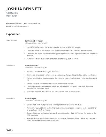 Coldfusion Developer Resume