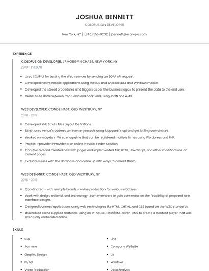 Coldfusion Developer Resume