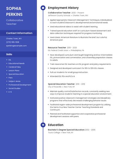 Collaborative Teacher Resume