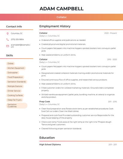 Collator Resume