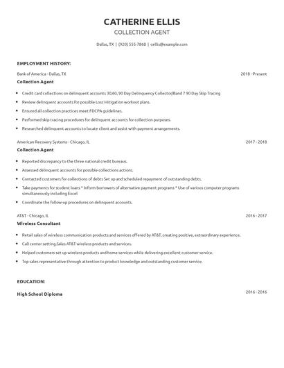 Collection Agent Resume