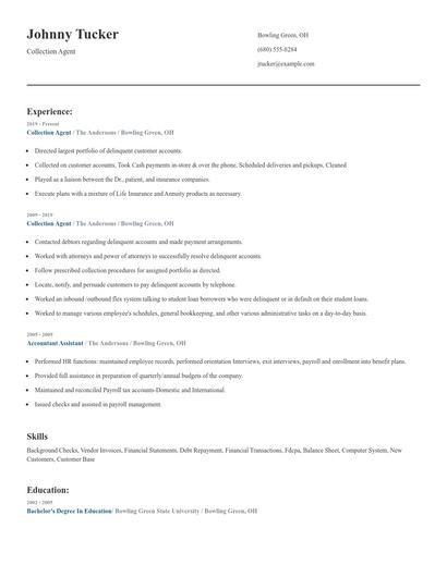 Collection Agent Resume