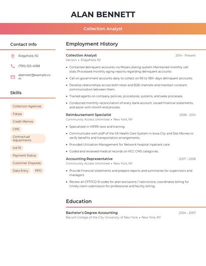 Collection Analyst Resume