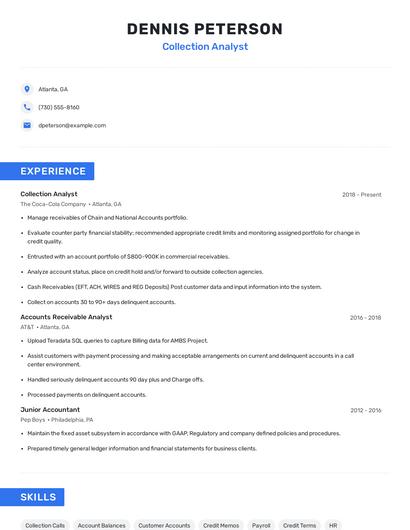 Collection Analyst Resume