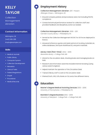 Collection Management Librarian Resume