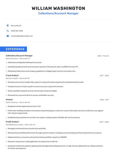 Collections/Account Manager Resume