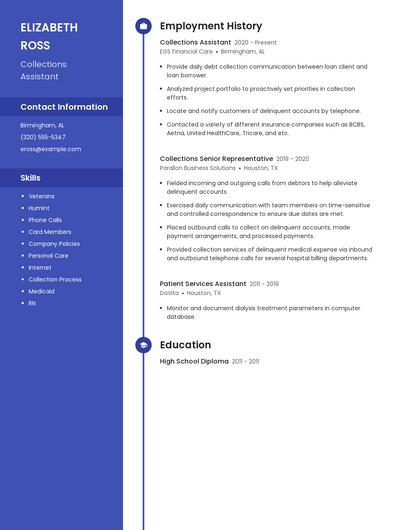 Collections Assistant Resume