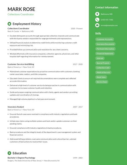 Collections Coordinator Resume