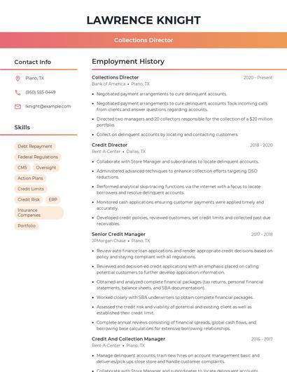 Collections Director Resume