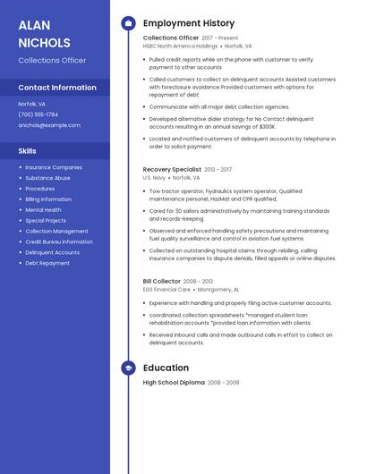 Collections Officer Resume