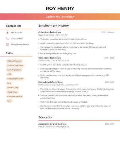 Collections Technician Resume