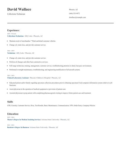 Collections Technician Resume